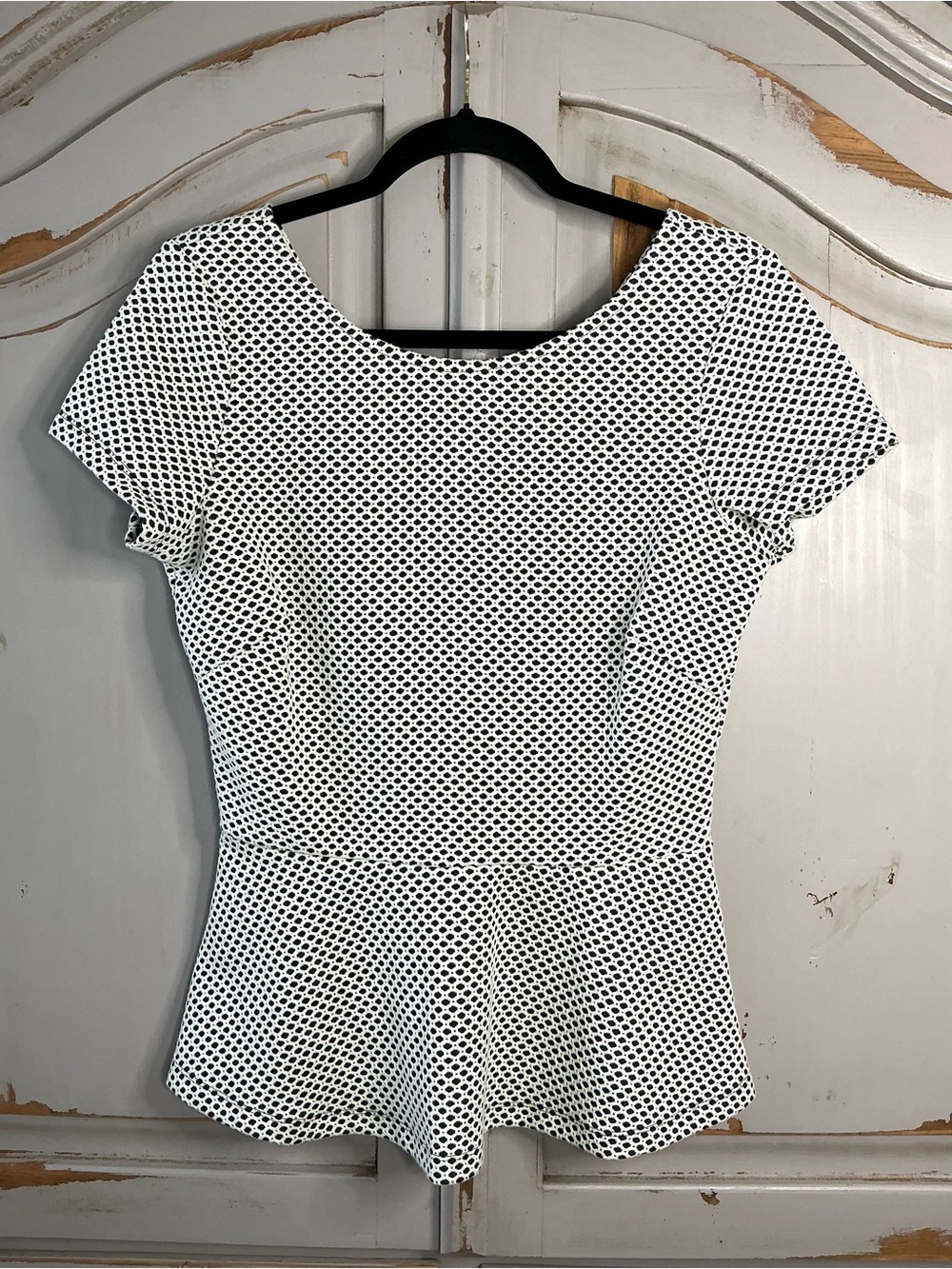 NWT Banana Republic | Peplum Textured Knit Top Tailored Polished Workwear Size 8 - Picture 2 of 8